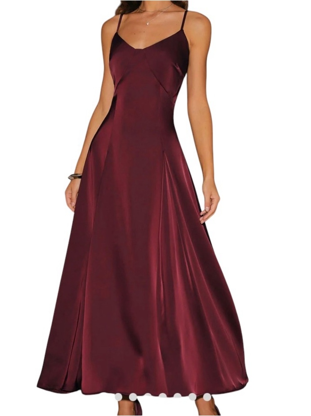 RIHOAS Burgundy Satin Maxi Slip Dress NWT